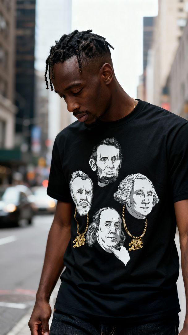 Faces of Money - Black T-Shirt - Image 2
