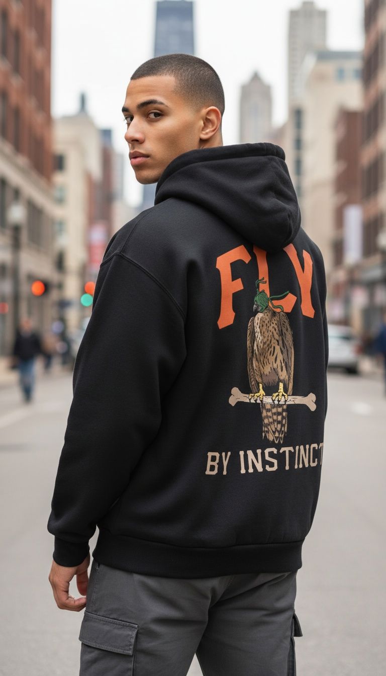 Fly By Instinct - Black Hoodie Sweatshirt - Image 8
