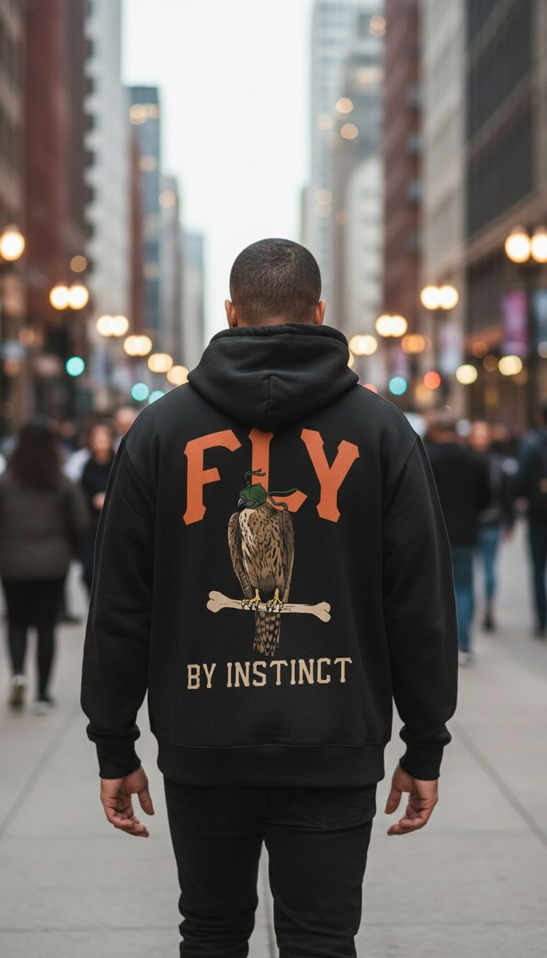 Fly By Instinct - Black Hoodie Sweatshirt - Image 9