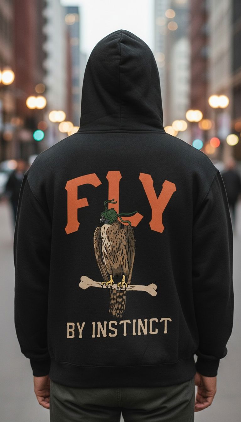 Fly By Instinct - Black Hoodie Sweatshirt - Image 6