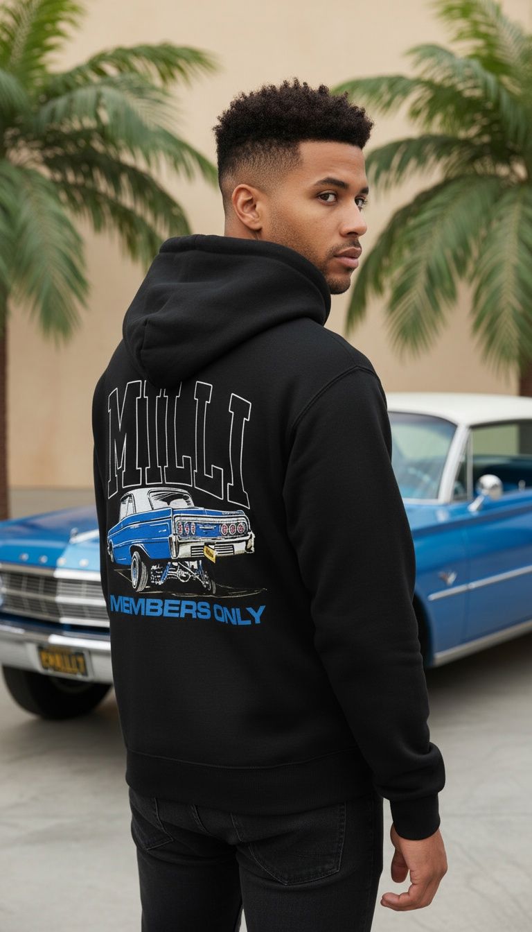 Milli Lowrider Members Only - Black Hoodie Sweatshirt - Image 5