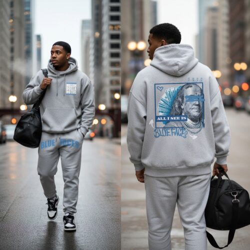 All I See Is Blue Faces - Heather Grey Jogger Set