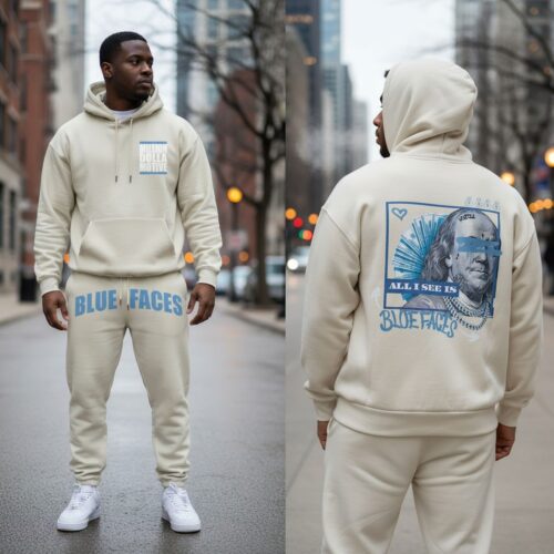All I See Is Blue Faces - Natural Sail Jogger Set
