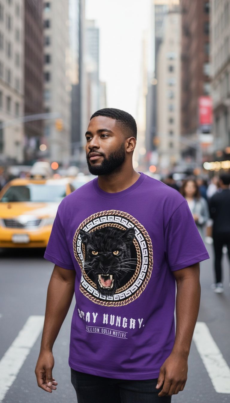 Stay Hungry Panther - Concord Purple T-Shirt - Image 2