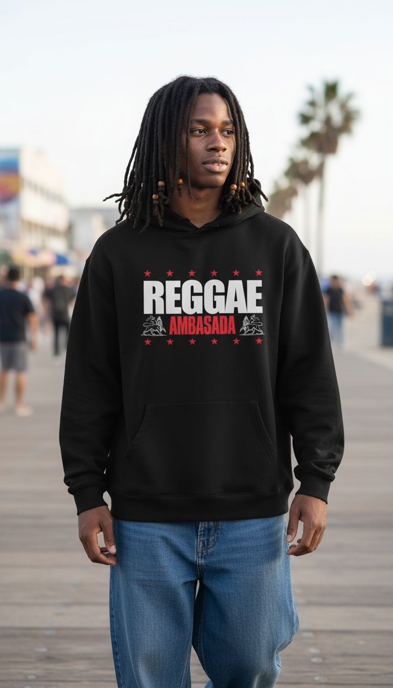 Reggae Ambasada - Black Hoodie Sweatshirt - Image 6