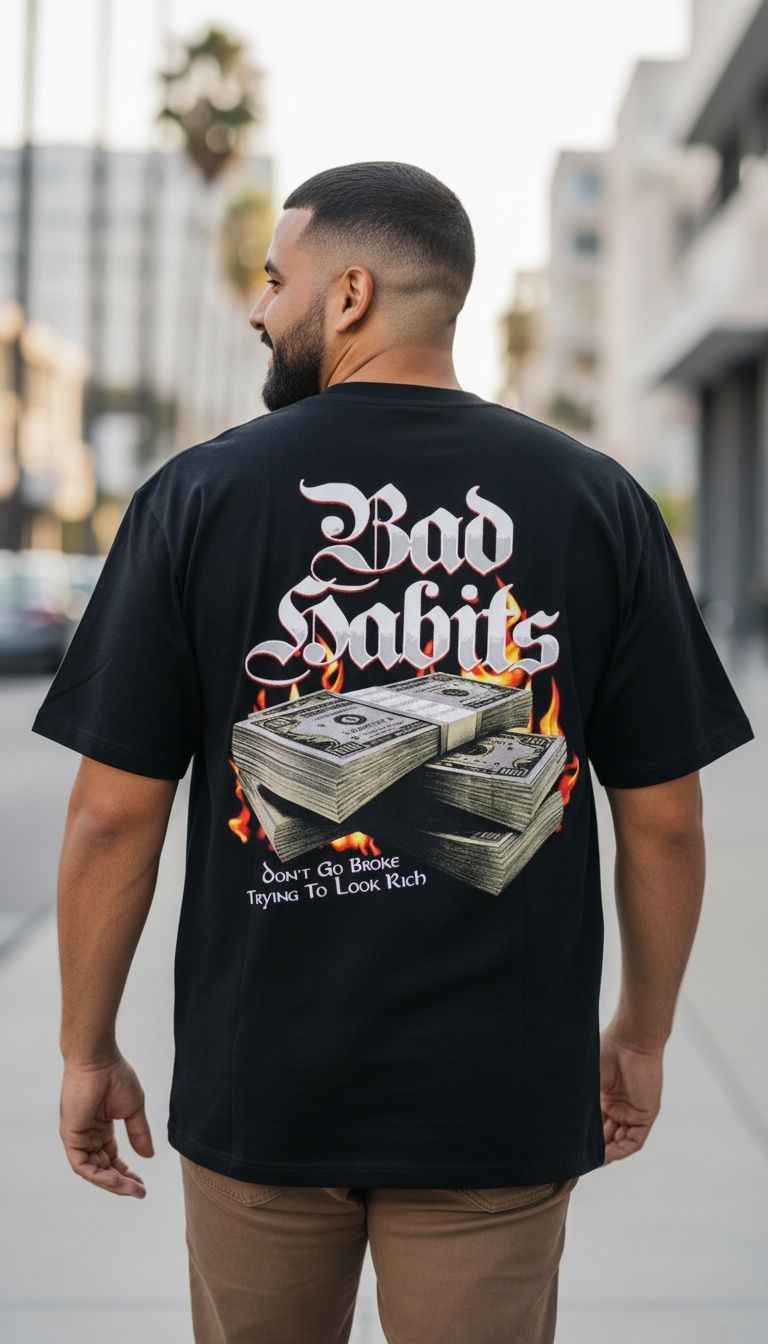 Bad Habits - Black T-Shirt - Image 2