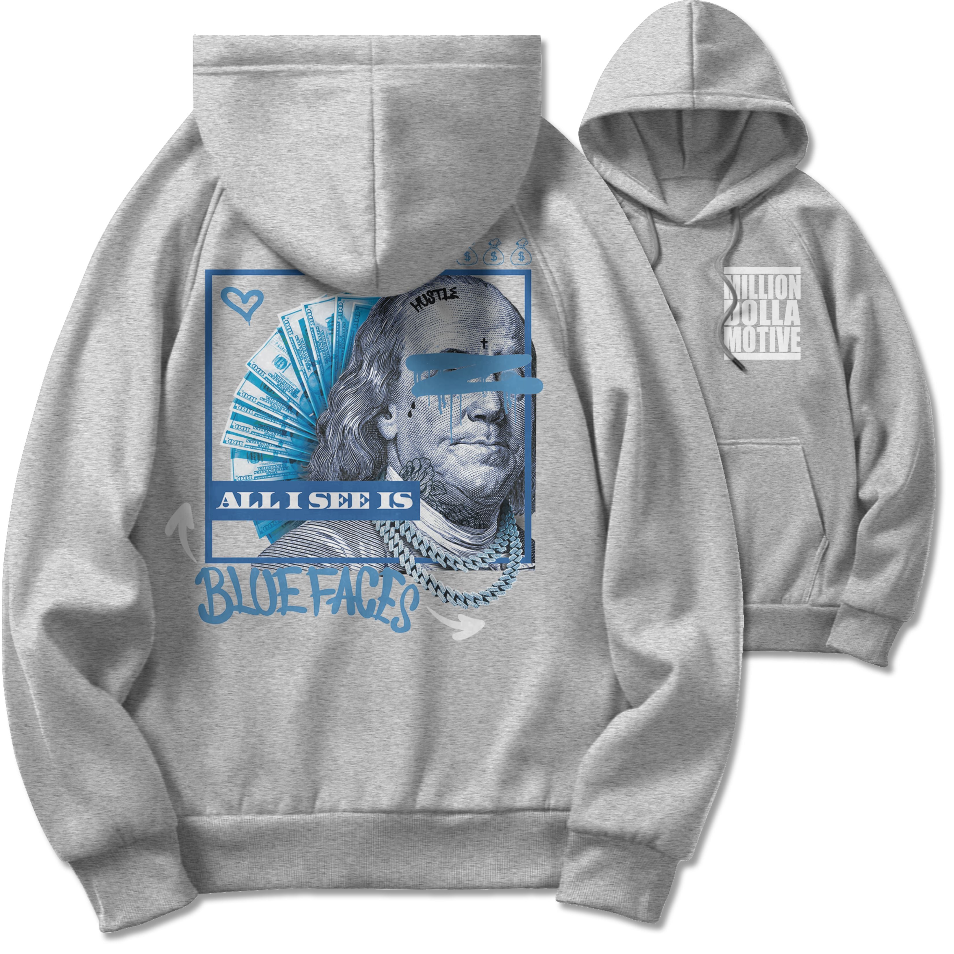 All I See Is Blue Faces - Heather Grey Jogger Set - Image 3