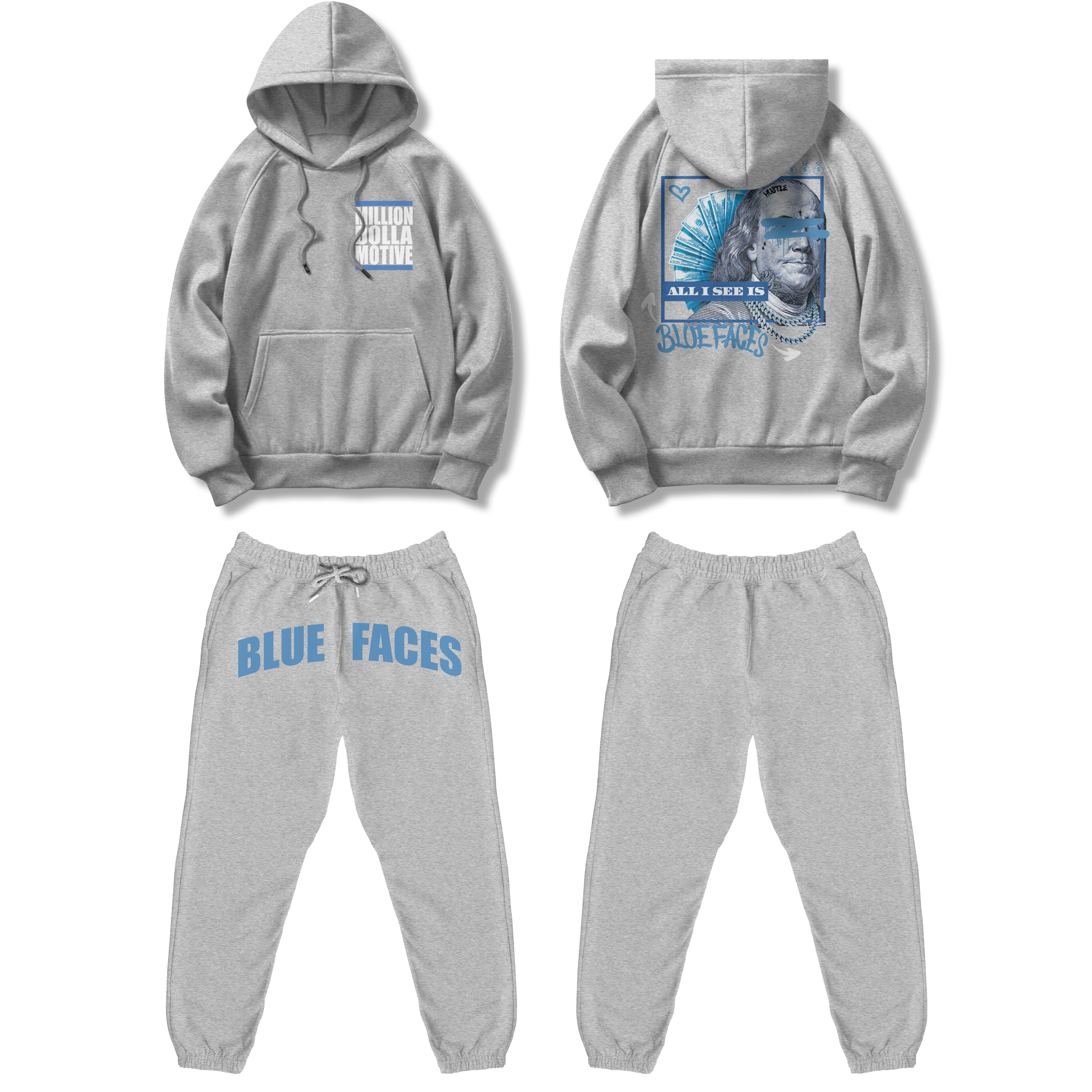 All I See Is Blue Faces - Heather Grey Jogger Set - Image 2