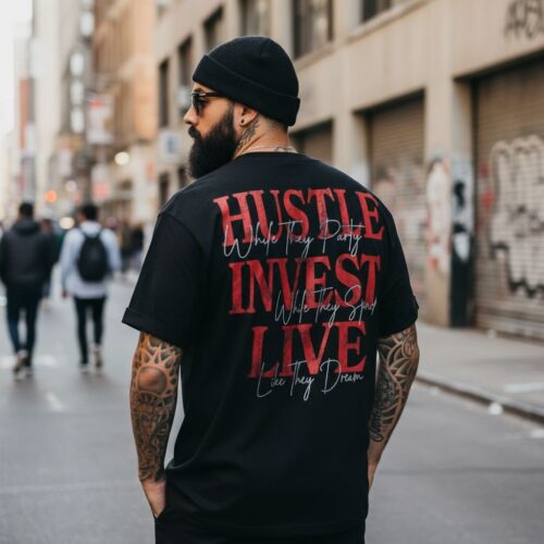 Hustle Invest Live - Black T-Shirt