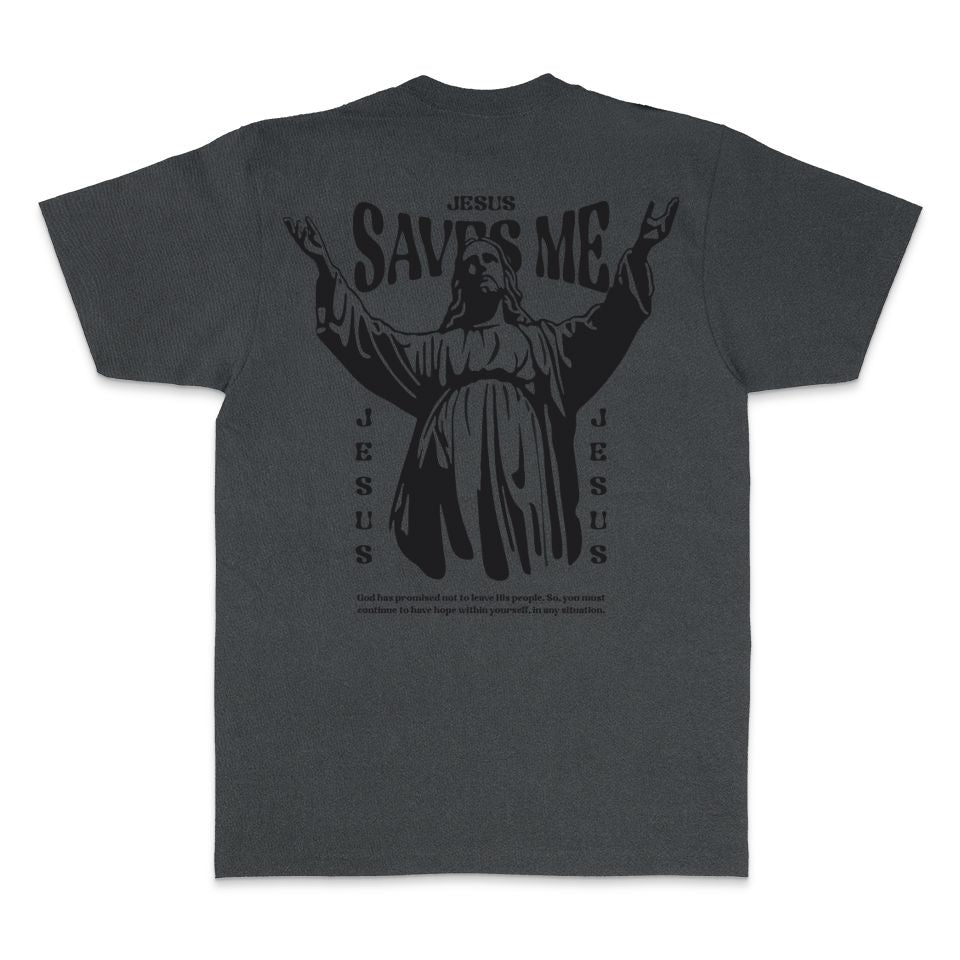 Jesus Saves Me - Black Vintage Dye T-Shirt - Image 3