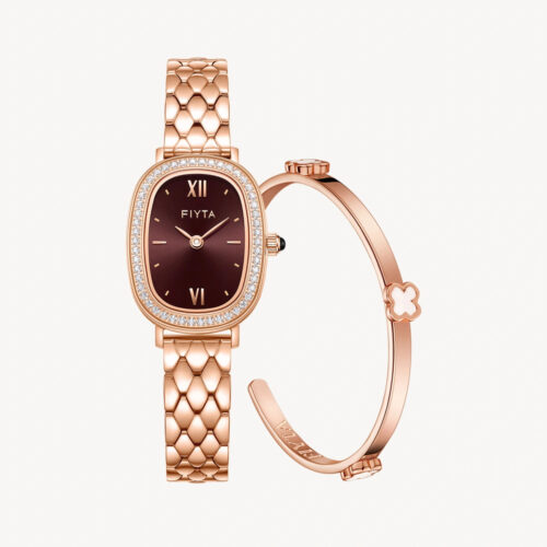 Cocoa Collection Women's Watch & Elegant Clover Bracelet Gift Set