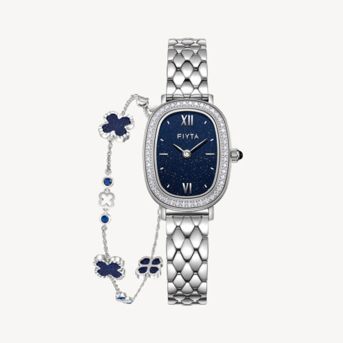 Cocoa Collection Women's Stainless Watch & Aventurine Clover Bracelet Gift Set