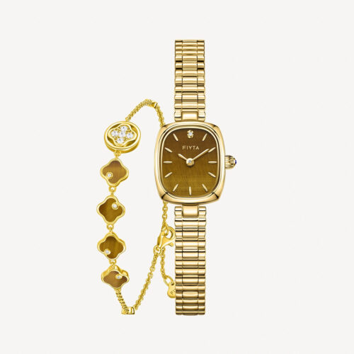 Gold Watch for Women & Persimmon Bracelet Gift Set