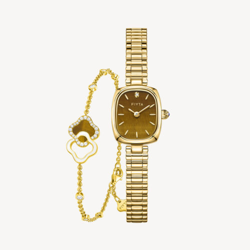 Gold Watch for Women & Persimmon Bracelet Gift Set