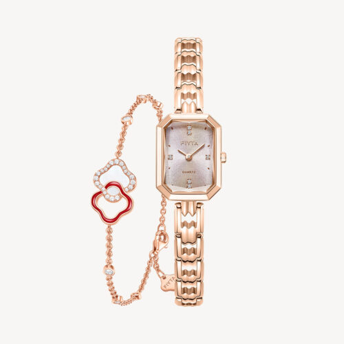 Eastern Grace Collection Women's Watch & Persimmon Bracelet Gift Set