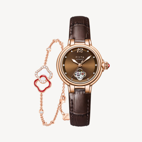 Enchanting Collection Women's Mechanical Watch & Persimmon Bracelet Gift Set