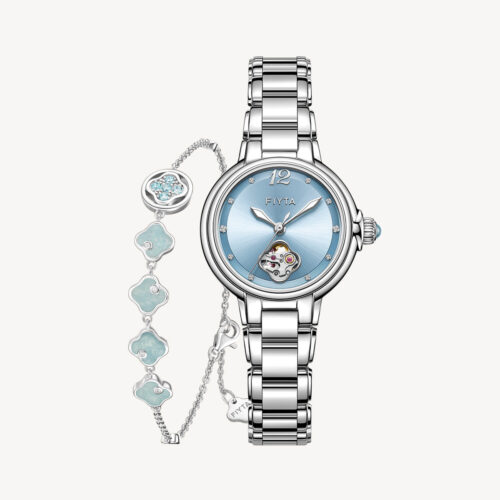 Enchanting Collection Women's Mechanical Watch & Persimmon Bracelet Gift Set