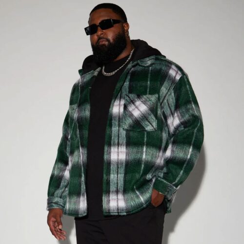 Green - Plaid Flannel Hooded Jacket