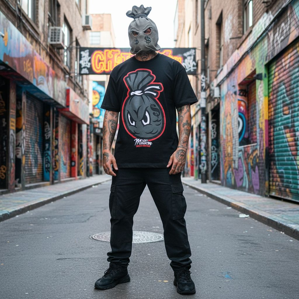 Money Bag - Grey/Infrared on Black T-Shirt - Image 3