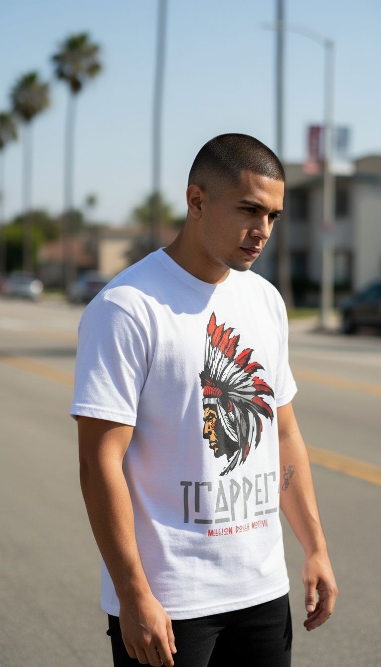 Trappers - Red on White T-Shirt - Image 2