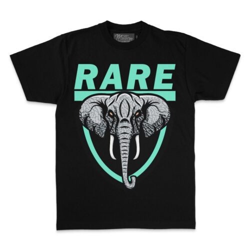 Rare Elephant - Green Glow on Black T-Shirt
