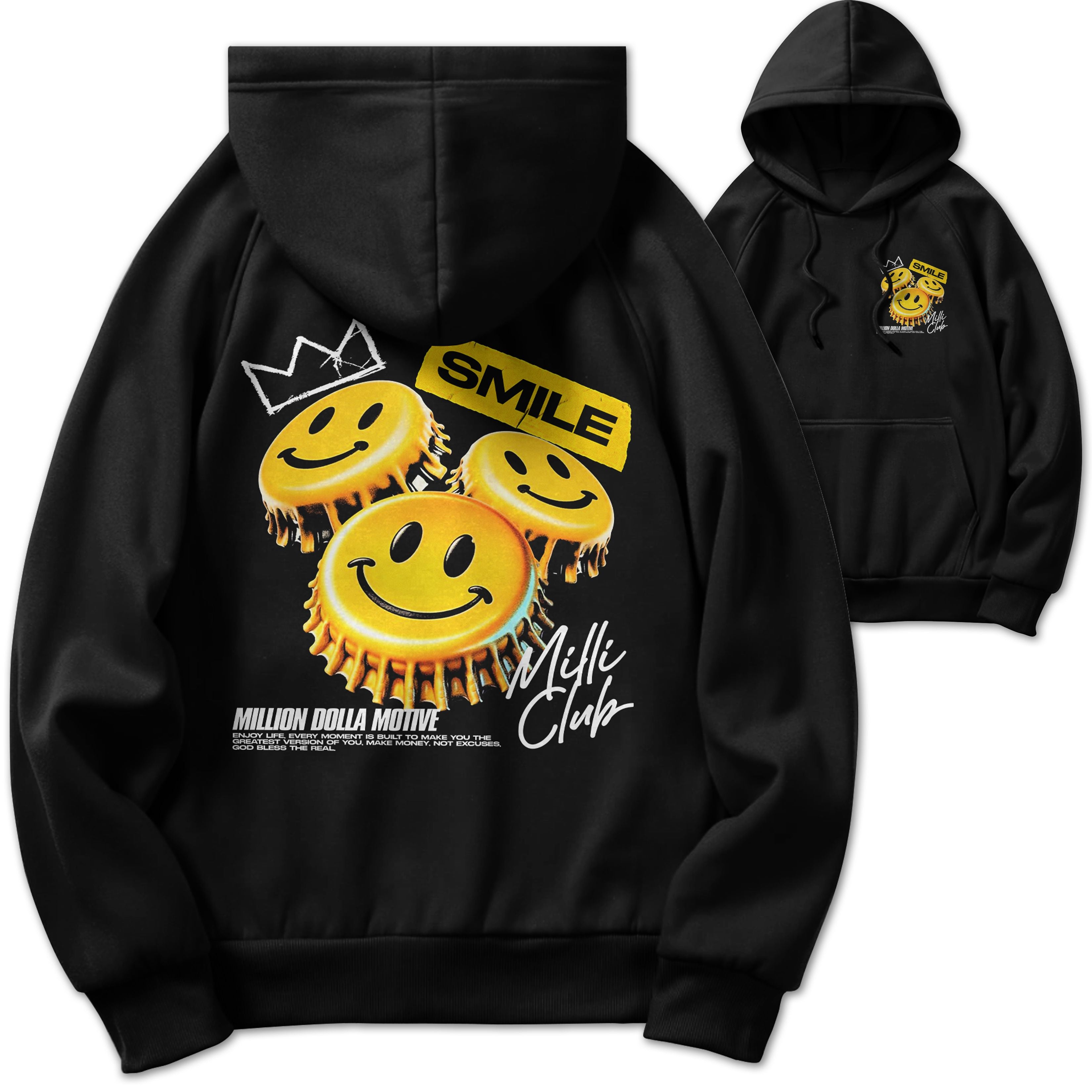 Smile Milli Club - Black Hoodie Sweatshirt