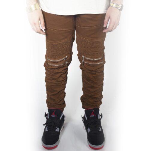 Mocha Brown Twill Bungee Jogger Pants JG882