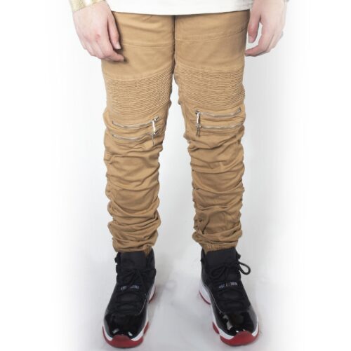 Light Wheat Twill Bungee Jogger Pants JG882