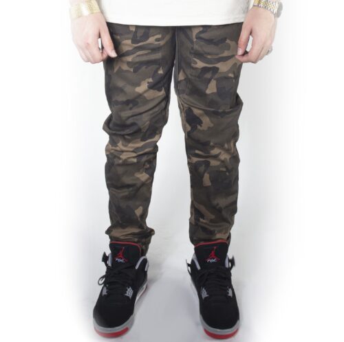 Green Camo Twill Jogger Pants JG804