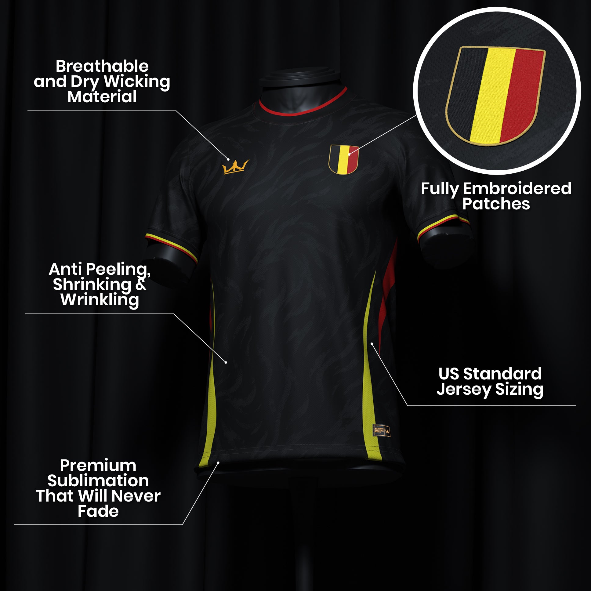 Belgium Heritage Custom Football Jersey - Image 5